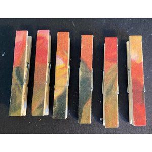 Set Of 6 Floral Magnetic Clothespins Hold Pictures Paper Refrigerator Magnet